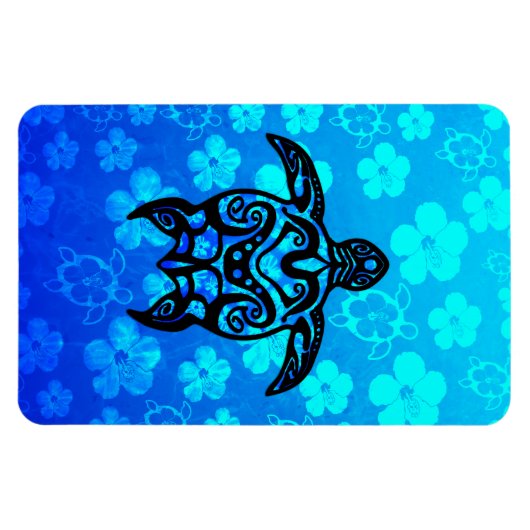 Tribal Turtle Hibiskus Magnet (Horizontal)
