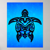 Tribal Turtle Hibiskus Poster (Vorne)