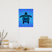 Tribal Turtle Hibiskus Poster (Küche)