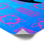 Tribal Turtle Hibiskus Poster (Ecke)