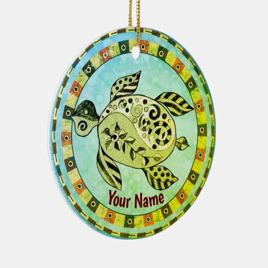 Tribal Turtle Keramik Ornament (Rechts)