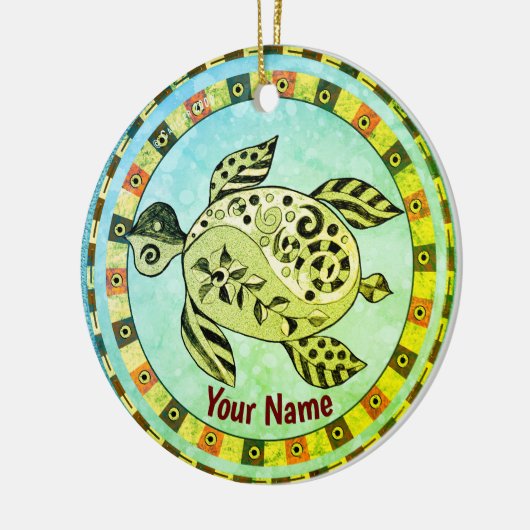 Tribal Turtle Keramik Ornament (Links)
