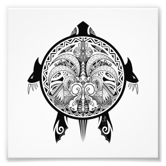 Tribal Turtle Shield Tattoo Fotodruck (Vorne)