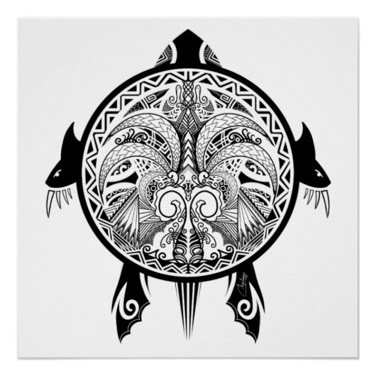 Tribal Turtle Shield Tattoo Poster (Vorderseite)