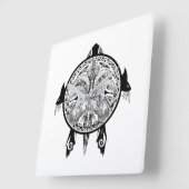 Tribal Turtle Shield Tattoo Quadratische Wanduhr (Winkel)