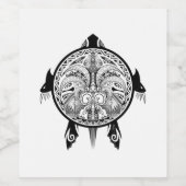 Tribal Turtle Shield Tattoo Weinetikett (Einzelnes Label)
