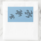 Tribal Turtle Tries Design Rechteckiger Aufkleber (Tasche)