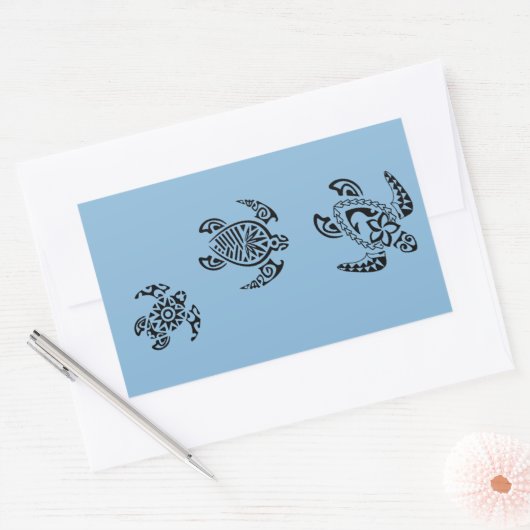 Tribal Turtle Tries Design Rechteckiger Aufkleber (Umschlag)