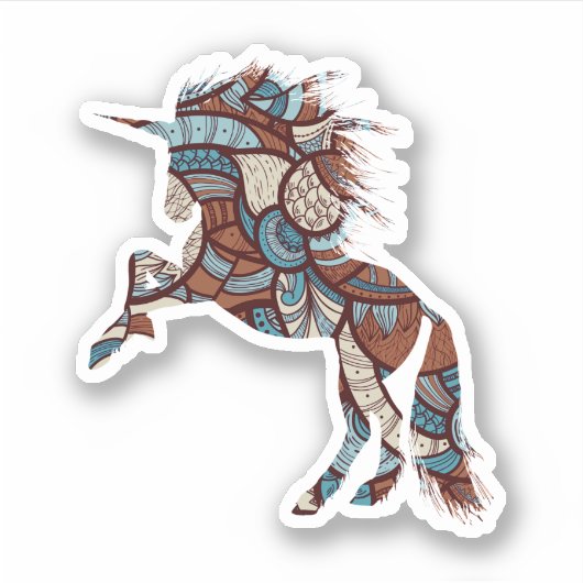 Tribal Unicorn Aufkleber (Vorderseite)