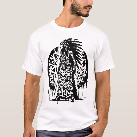Tribal Urban Shaman Graffiti T-Shirt . Street Art. (Vorderseite)