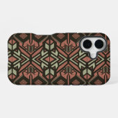 Tribal Vibes - Earthy Geometric Aztec Pattern iPhone 16 Hülle (Rückseite (Horizontal))