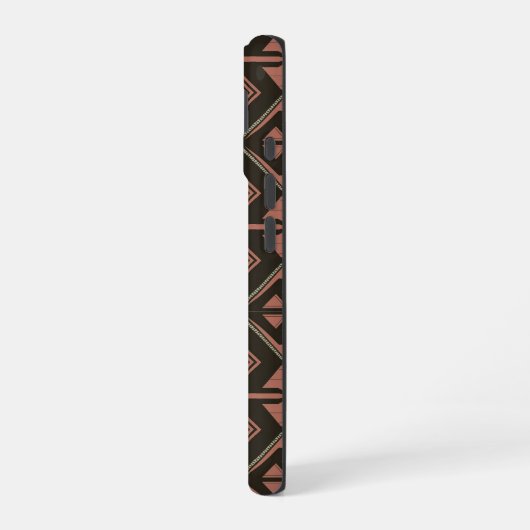 Tribal Vibes - Earthy Geometric Aztec Pattern iPhone 16 Hülle (Linke Seite)
