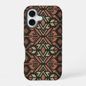 Tribal Vibes - Earthy Geometric Aztec Pattern iPhone 16 Hülle (Rückseite)