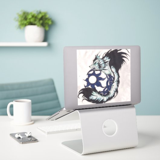 Tribal Viking Wolf Laptop Decal Aufkleber (Laptop auf Schreibtisch)