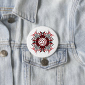 Tribal Volleyball Mandala Rot und Schwarze Sport Button (Beispiel)