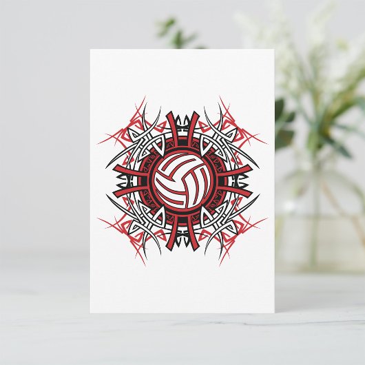 Tribal Volleyball Mandala Rot und Schwarze Sport Einladung