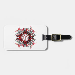 Tribal Volleyball Mandala Rot und Schwarze Sport Gepäckanhänger