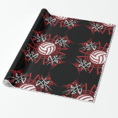 Tribal Volleyball Mandala Rot und Schwarze Sport Geschenkpapier (Ungerollt)