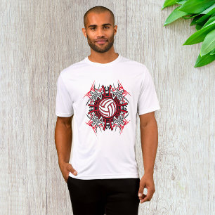 Tribal Volleyball Mandala Rot und Schwarze Sport T-Shirt