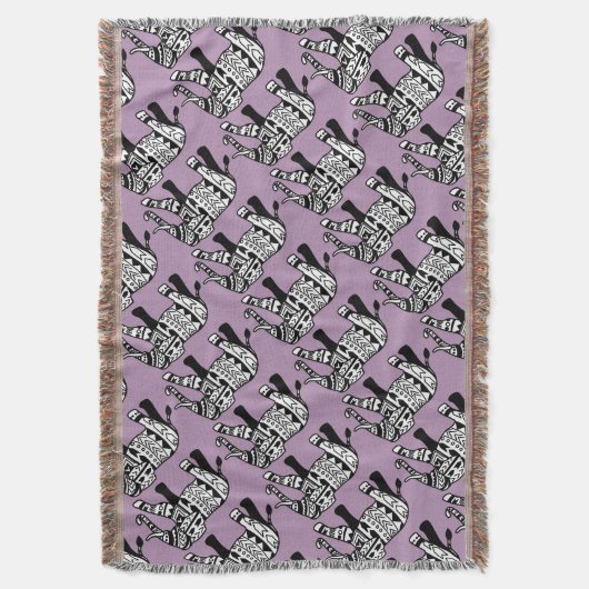 Tribal Walking Elephant Custom Throw Blanket Decke (Vorderseite Vertikal)