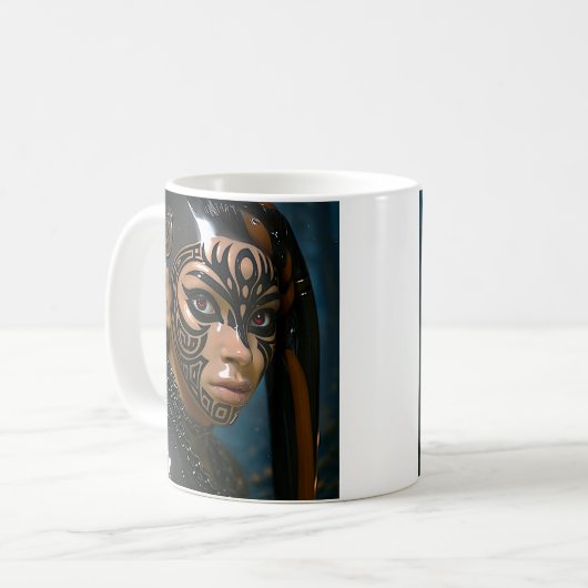 Tribal Warrior Face Kaffeetasse (Vorderseite Links)