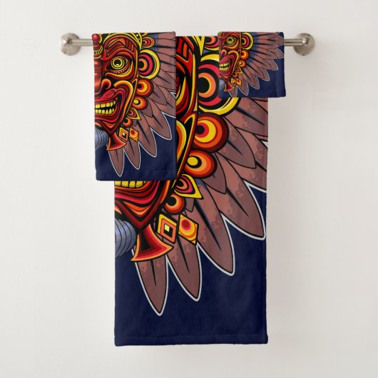 Tribal Warrior King Ritual Mask Badhandtuch Set (Insitu)