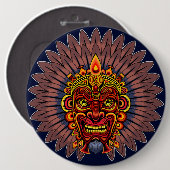 Tribal Warrior King Ritual Mask Button (Vorne & Hinten)
