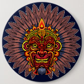 Tribal Warrior King Ritual Mask Button (Vorderseite)