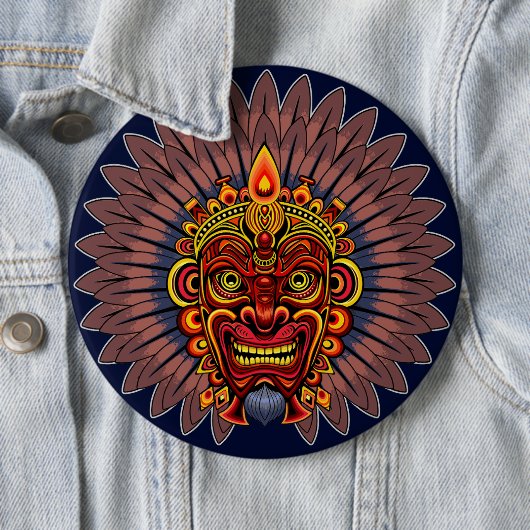 Tribal Warrior King Ritual Mask Button (Beispiel)
