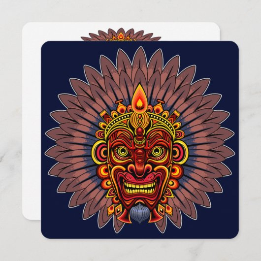 Tribal Warrior King Ritual Mask Einladung (Vorne/Hinten)