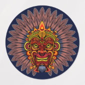 Tribal Warrior King Ritual Mask Etiketten (Design 1)