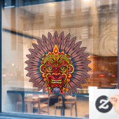 Tribal Warrior King Ritual Mask Fensteraufkleber (Café-Fenster)