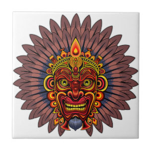 Tribal Warrior King Ritual Mask Fliese