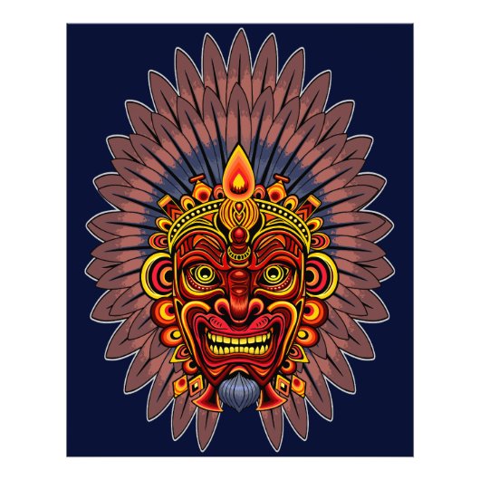 Tribal Warrior King Ritual Mask Fotodruck (Vorne)