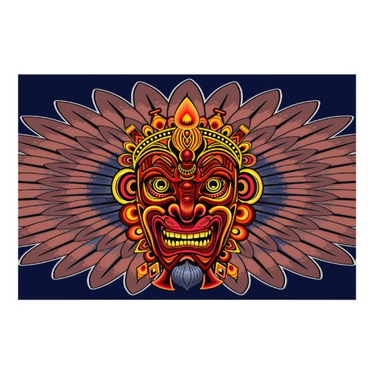 Tribal Warrior King Ritual Mask Fotodruck (Vorne)