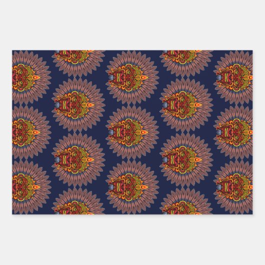 Tribal Warrior King Ritual Mask Geschenkpapier Set (Vorderseite)