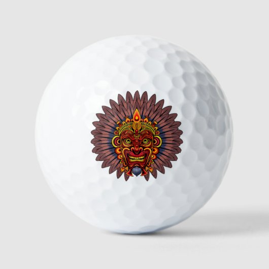 Tribal Warrior King Ritual Mask Golfball (Vorderseite)