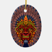 Tribal Warrior King Ritual Mask Keramik Ornament (Vorne)