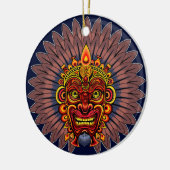 Tribal Warrior King Ritual Mask Keramik Ornament (Links)