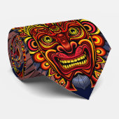 Tribal Warrior King Ritual Mask Krawatte (Gerollt)
