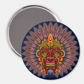 Tribal Warrior King Ritual Mask Magnet (Vorderseite/Rückseite)