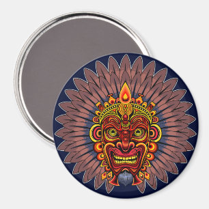 Tribal Warrior King Ritual Mask Magnet