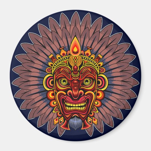 Tribal Warrior King Ritual Mask Magnet (Vorne)