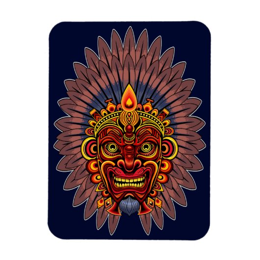 Tribal Warrior King Ritual Mask Magnet (Vertikal)