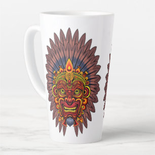 Tribal Warrior King Ritual Mask Milchtasse