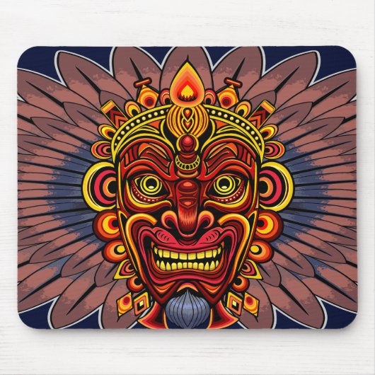 Tribal Warrior King Ritual Mask Mousepad (Vorne)