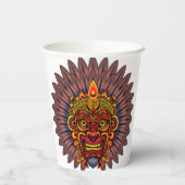 Tribal Warrior King Ritual Mask Pappbecher (Rückseite)