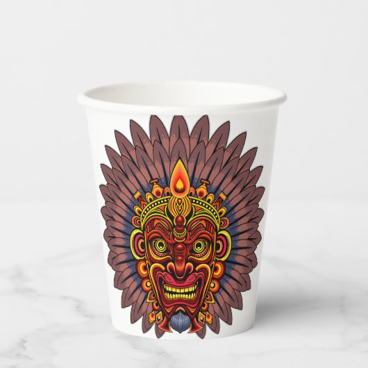 Tribal Warrior King Ritual Mask Pappbecher (Vorderseite)
