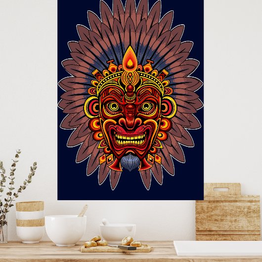 Tribal Warrior King Ritual Mask Poster (Küche)
