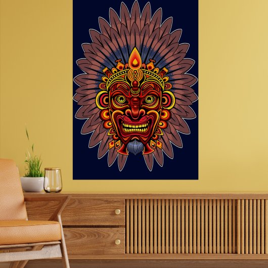 Tribal Warrior King Ritual Mask Poster (Wohnzimmer 2)